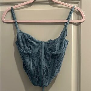 Lace Bustier Top in Teal